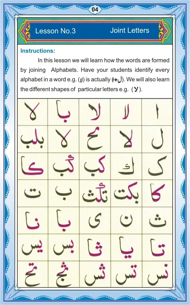 Noorani Qaida Lesson Page 04: Movements Harakaat