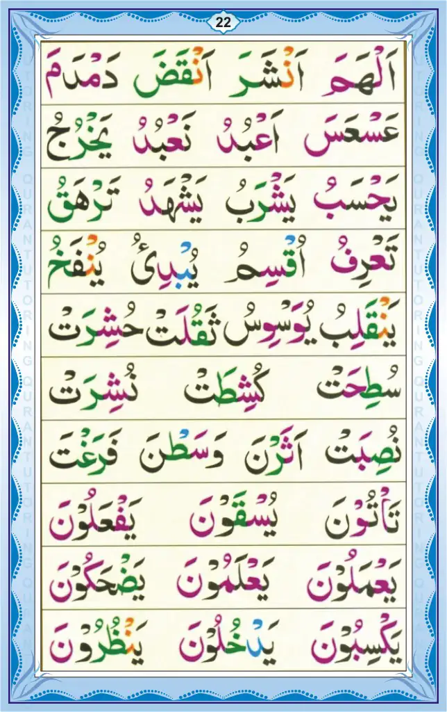 Noorani Qaida Lesson Page 22: Rules of Meem Sakin